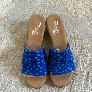 Aerosoles slip on Badminton sandals wedge Heelrest slides blue comfort 10